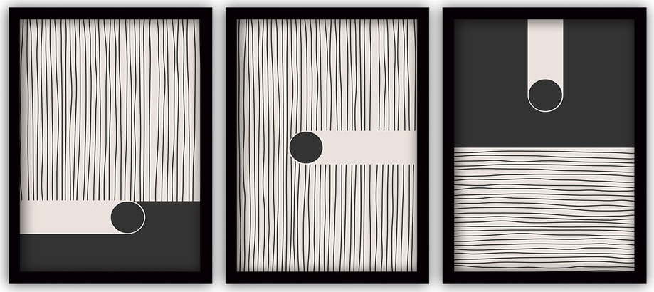 Sada 3 obrazů v černém rámu Vavien Artwork Black 35 x 45 cm Vavien Artwork