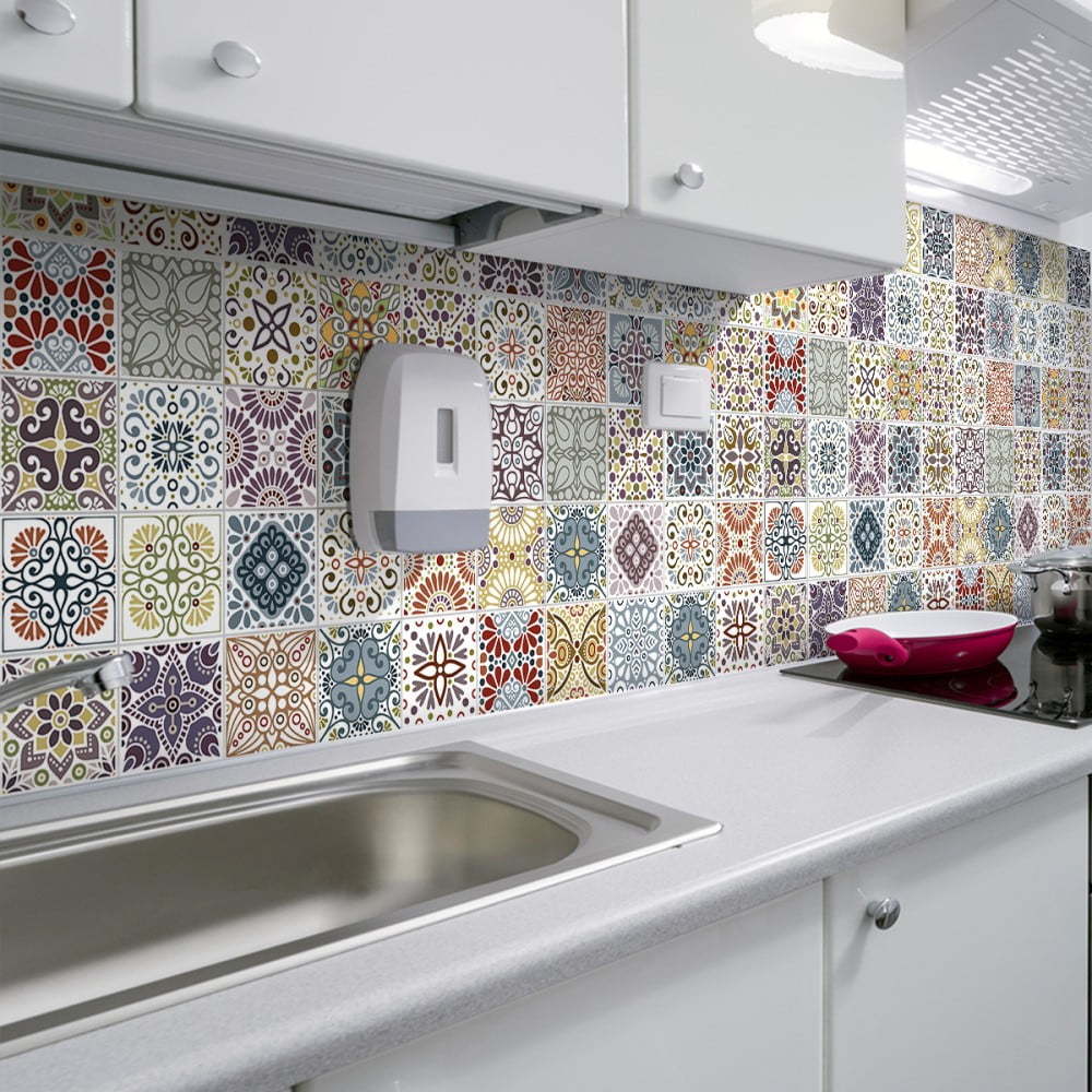 Sada 60 nástěnných samolepek Ambiance Cement Tiles Terrazzo Souzo