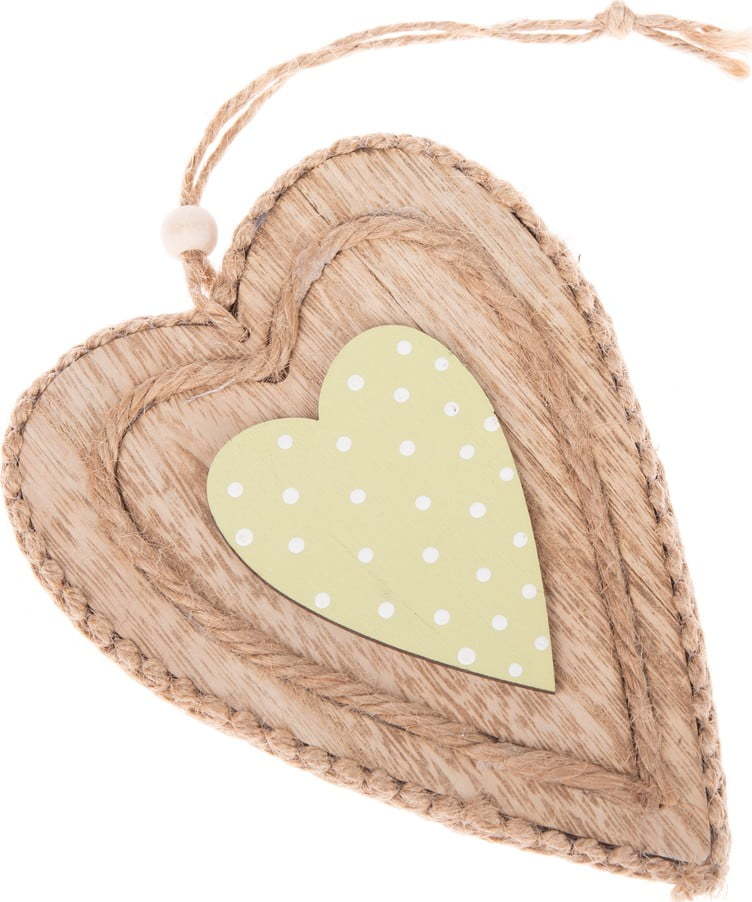 Zelené dřevěné dekorativní závěsné srdce Dakls Green Heart Dakls
