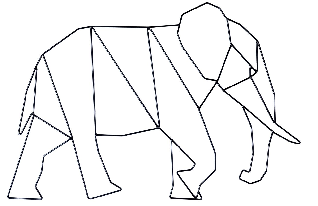 Nordic Design Černá nástěnná kovová dekorace Ades Elephant Nordic Design