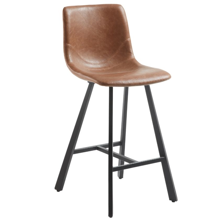 Hnědá koženková barová židle Kave Home Trap 61 cm Kave Home