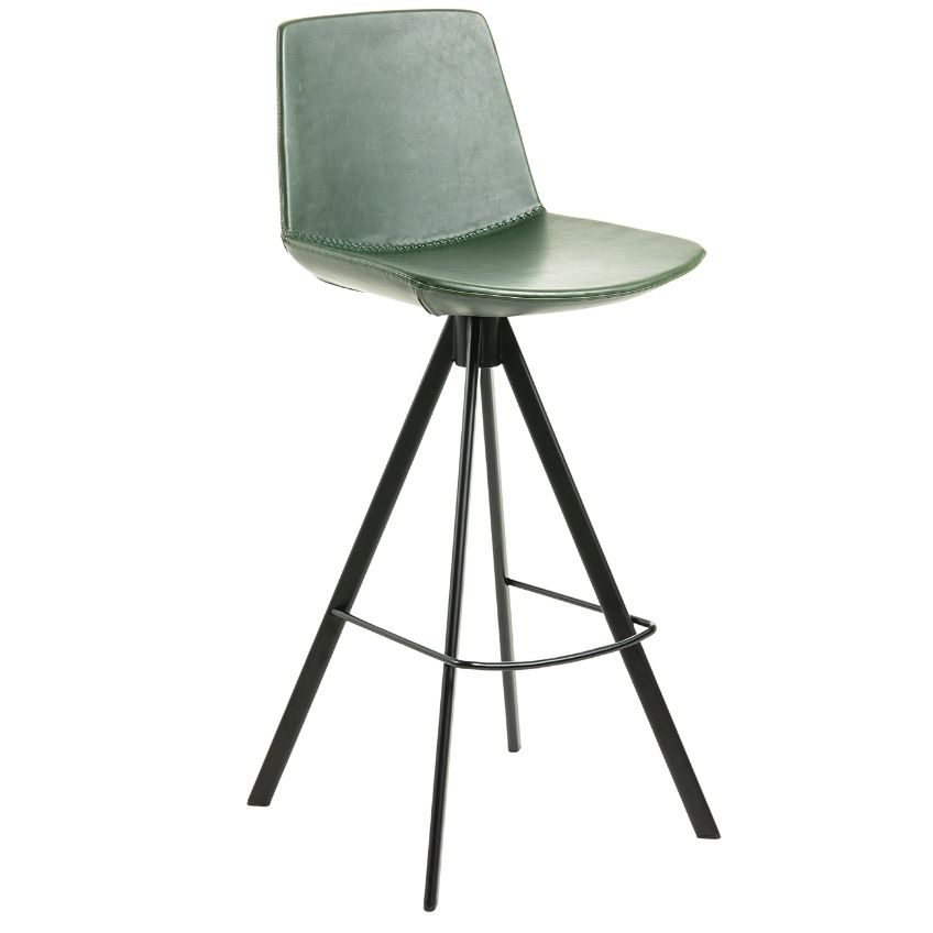 Zelená koženková barová židle Kave Home Zeva 75 cm Kave Home