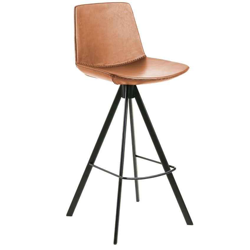 Hnědá koženková barová židle Kave Home Zeva 75 cm Kave Home