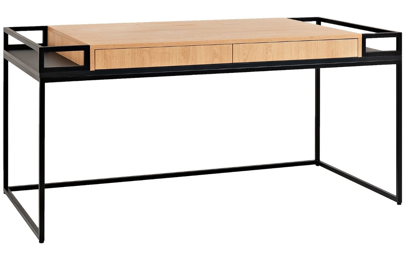 Nordic Design Černý kovový pracovní stůl Alf s dřevěnou deskou 160 x 78 cm Nordic Design