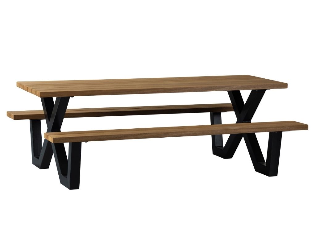 Hoorns Dřevěný zahradní stůl s lavicemi Tabelo 206 x 145 cm Hoorns