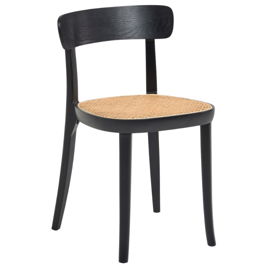 Černá jasanová jídelní židle Kave Home Romane s ratanovým výpletem Kave Home