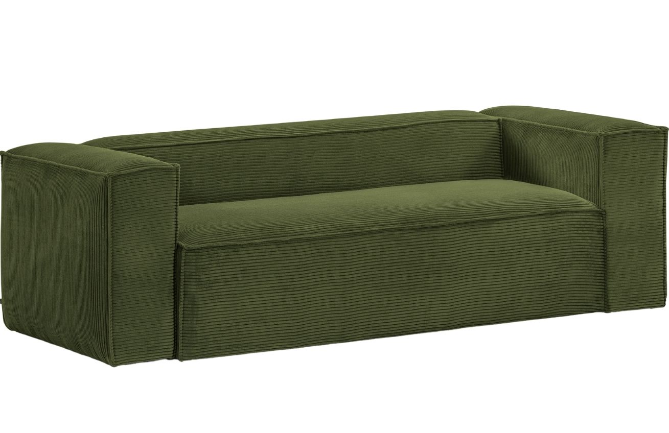 Zelená manšestrová třímístná pohovka Kave Home Blok 240 cm Kave Home