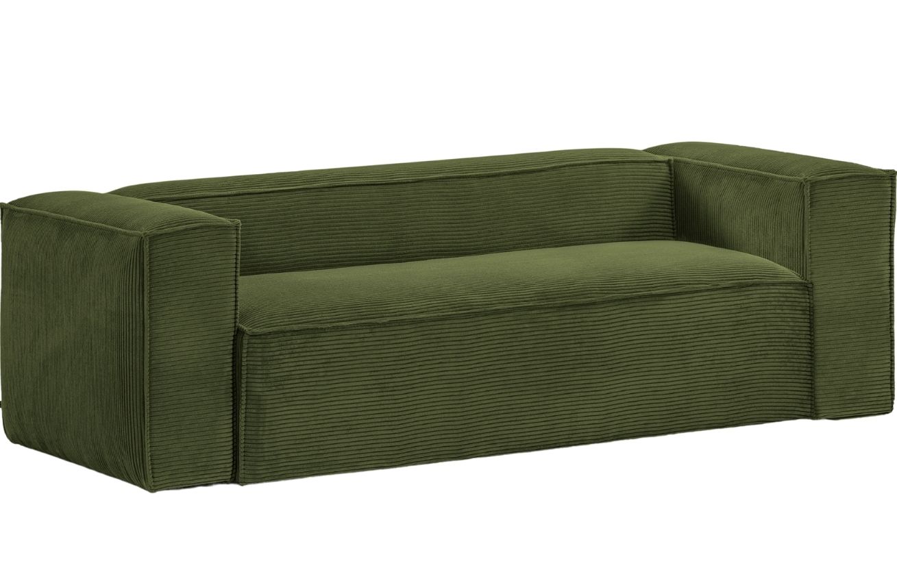 Zelená manšestrová dvoumístná pohovka Kave Home Blok 210 cm Kave Home