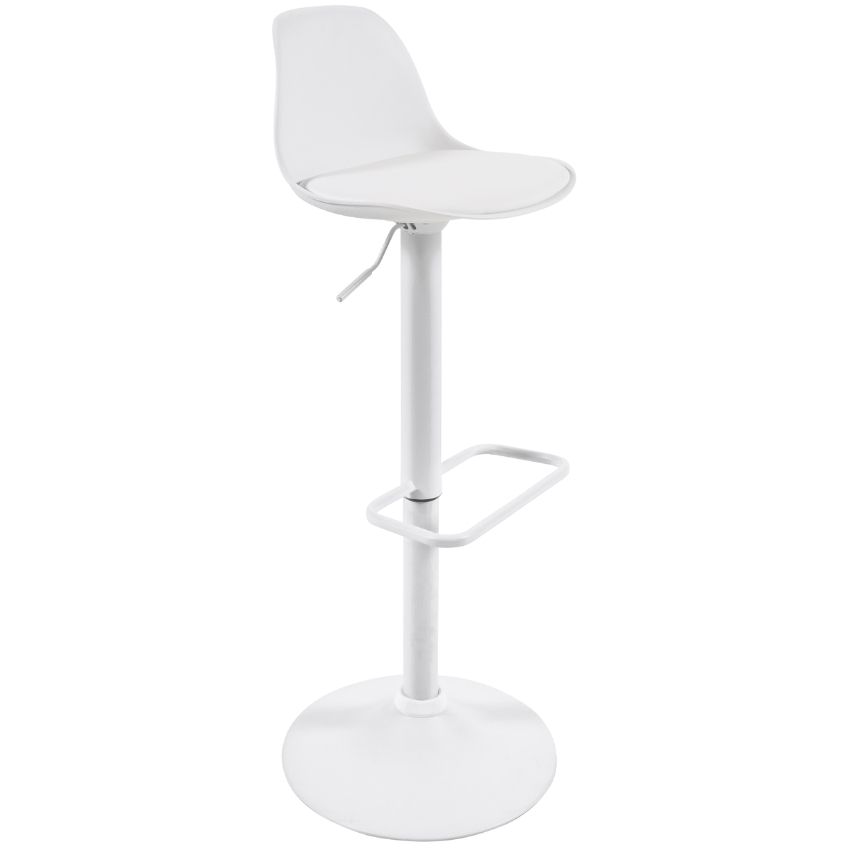 Bílá koženková barová židle Kave Home Orlando s bílou podnoží 60-82 cm Kave Home