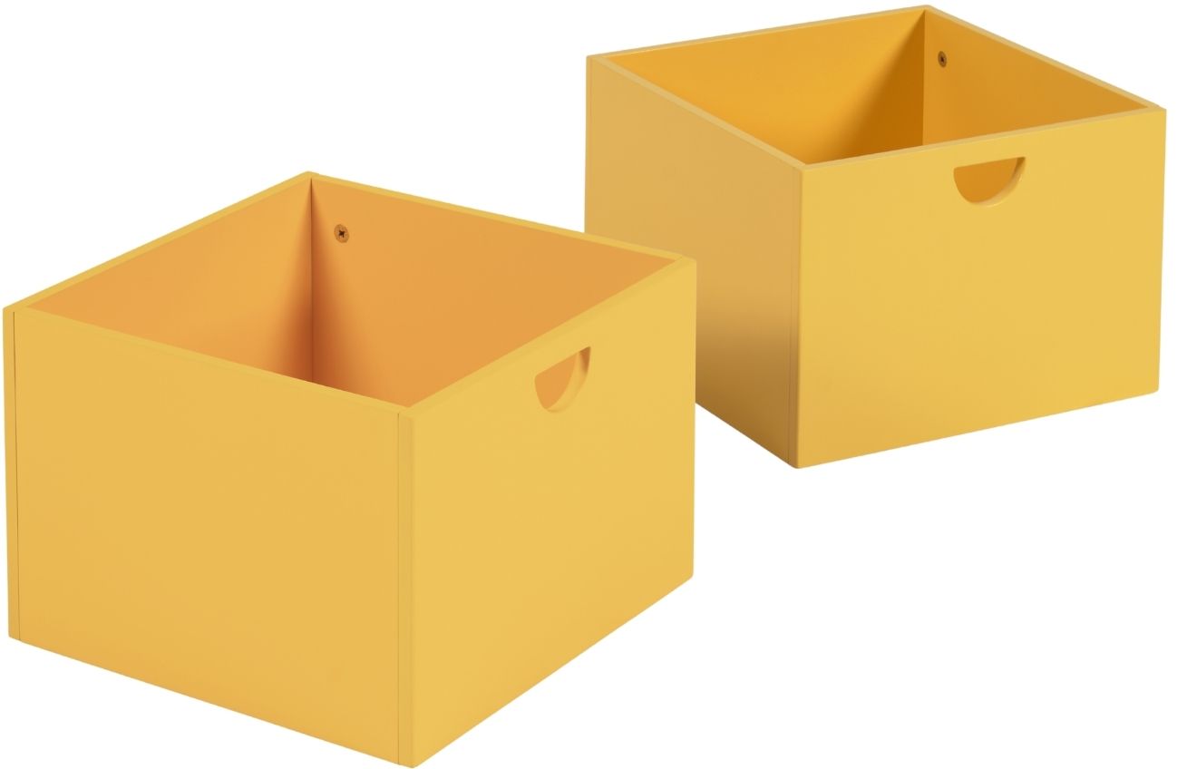 Set dvou hořčicově žlutých lakovaných úložných boxů Kave Home Nunila 36 x 25 cm Kave Home