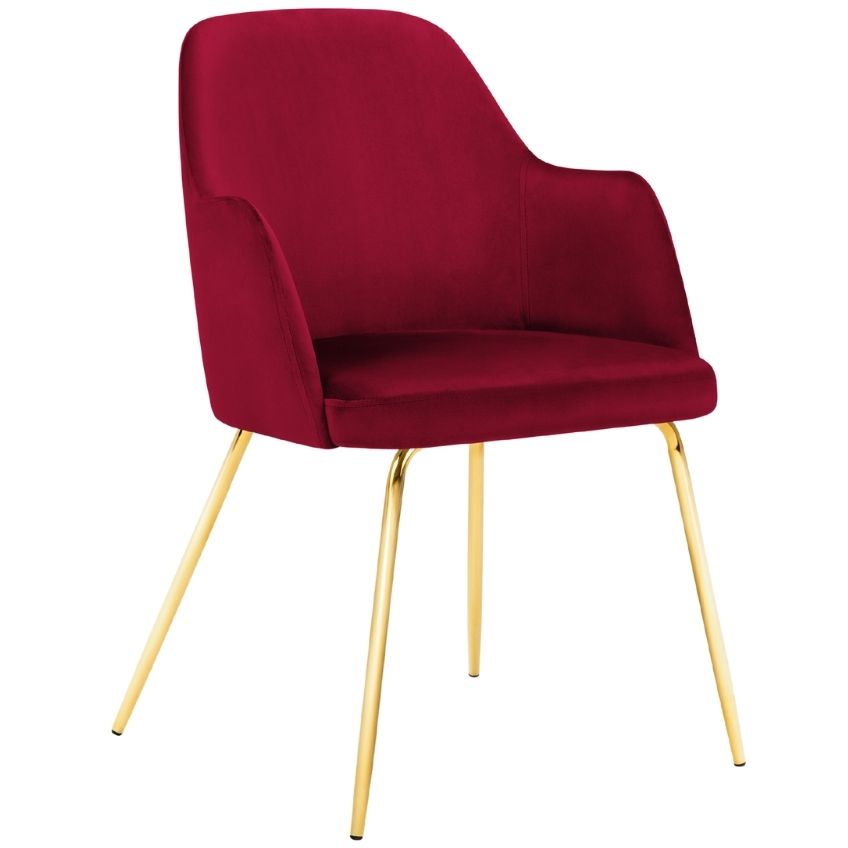 Červená sametová jídelní židle MICADONI CHAYA Micadoni