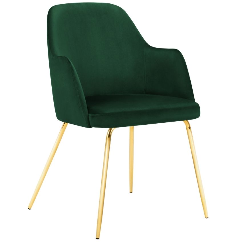 Tmavě zelená sametová jídelní židle MICADONI CHAYA Micadoni