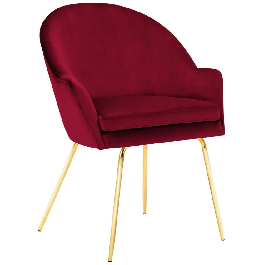 Červená sametová jídelní židle MICADONI EZRA Micadoni