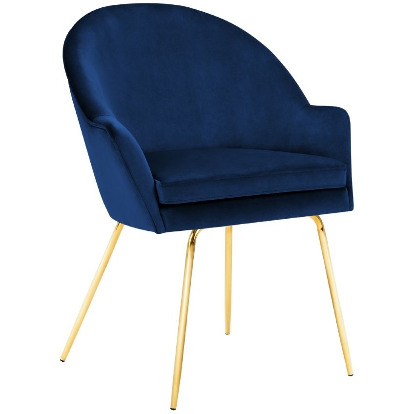 Královsky modrá sametová jídelní židle MICADONI EZRA Micadoni