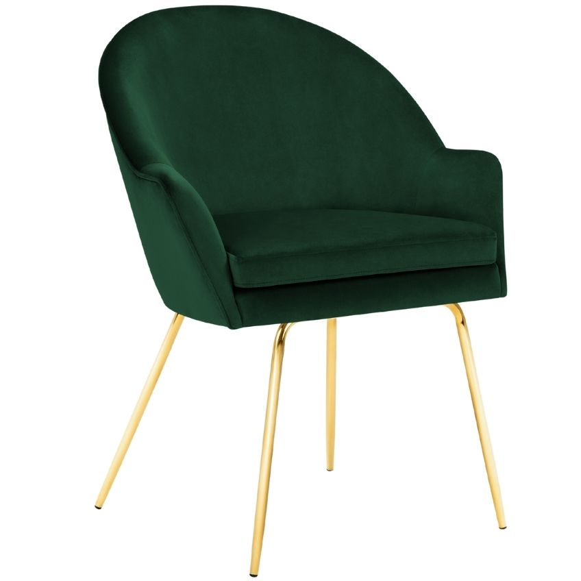 Tmavě zelená sametová jídelní židle MICADONI EZRA Micadoni