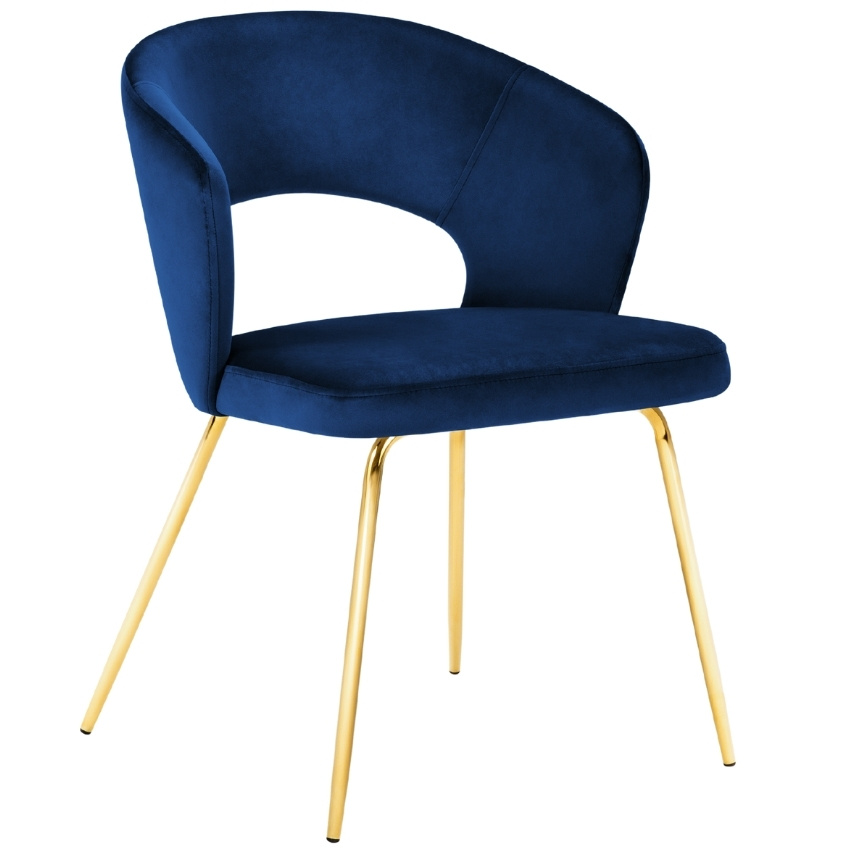 Královsky modrá sametová jídelní židle MICADONI WEDI Micadoni
