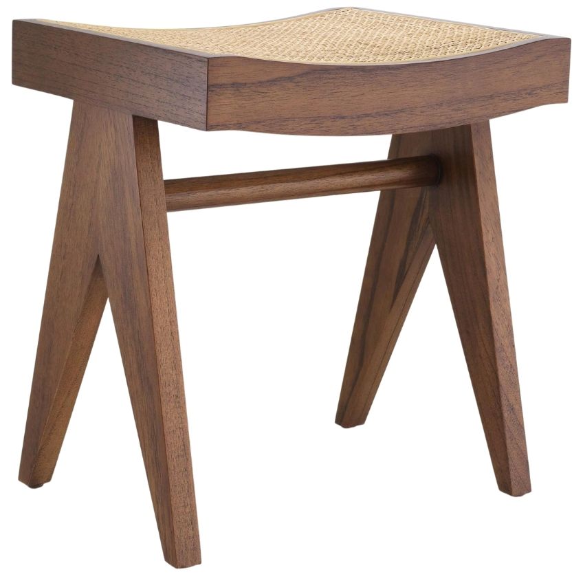 Hnědá dřevěná stolička Eichholtz Arnaud 43 cm s ratanovým výpletem Eichholtz