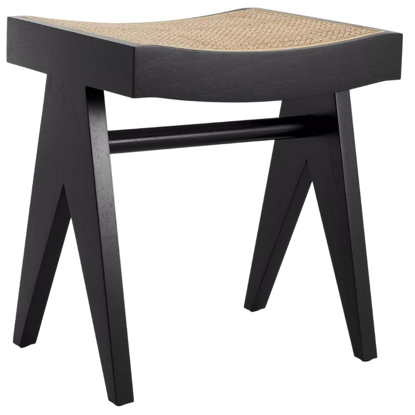 Černá dřevěná stolička Eichholtz Arnaud 43 cm s ratanovým výpletem Eichholtz