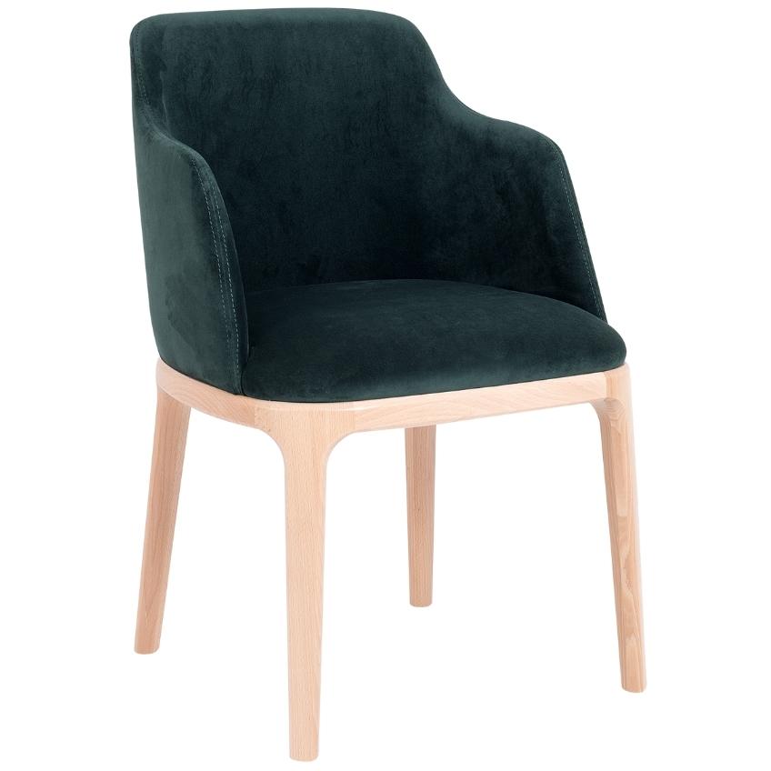 Nordic Design Tmavě zelená sametová jídelní židle Lola s područkami Nordic Design