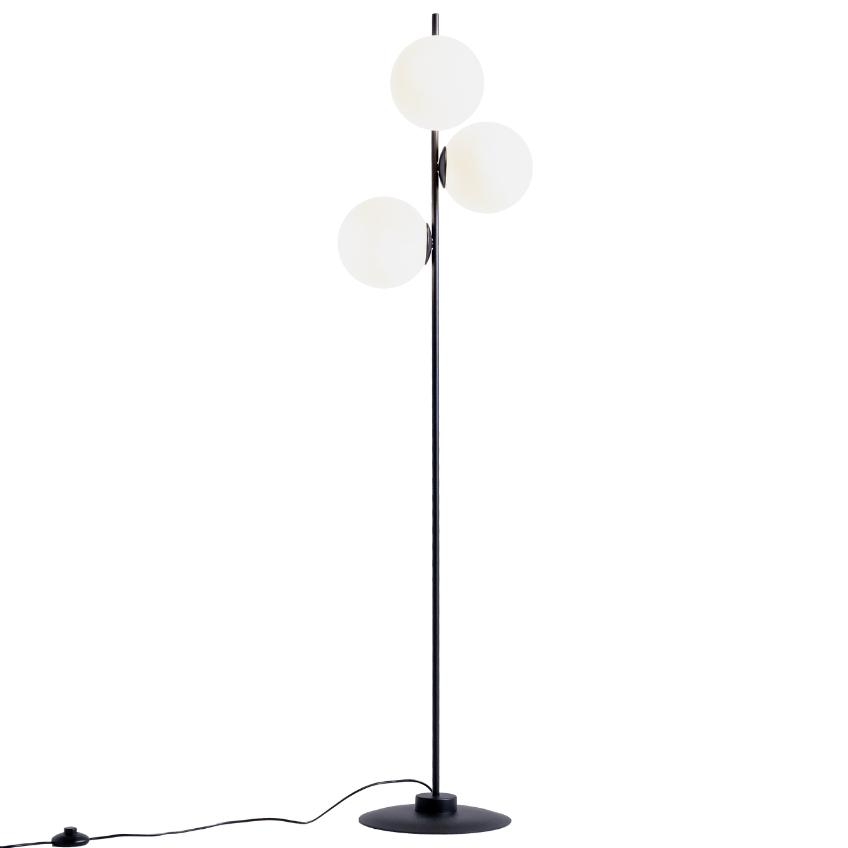 Nordic Design Bílo černá skleněná stojací lampa Bubbly 155 cm Nordic Design