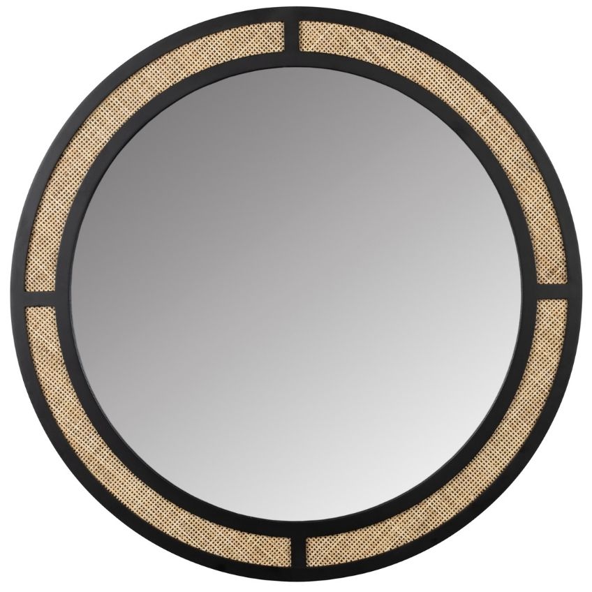 Černé kovové závěsné zrcadlo WLL AIDA 76 cm WLL