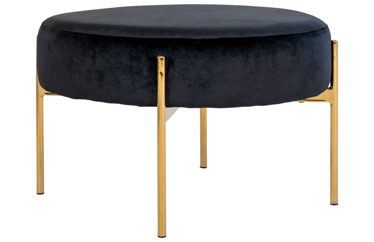 Nordic Living Černá sametová podnožka Dormiana 61 cm Nordic Living