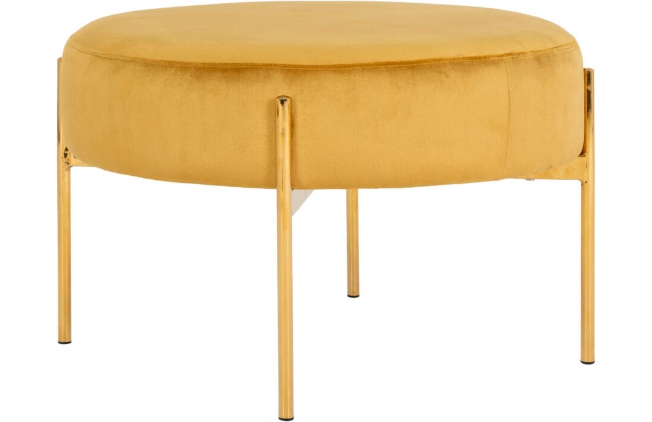 Nordic Living Hořčicově žlutá sametová podnožka Dormiana 61 cm Nordic Living