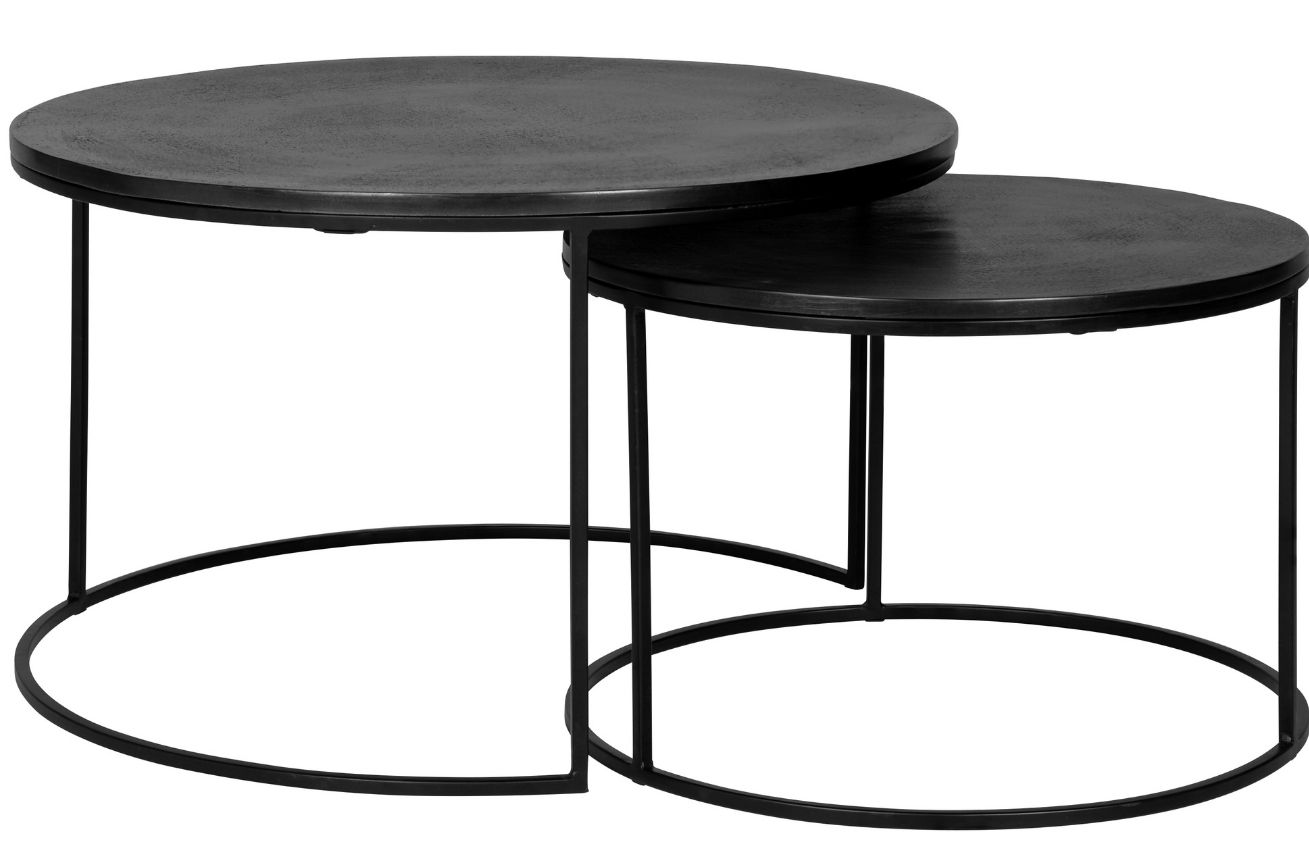 Černý kovový set dvou konferenčních stolků Richmond Bolder 60/80 cm Richmond