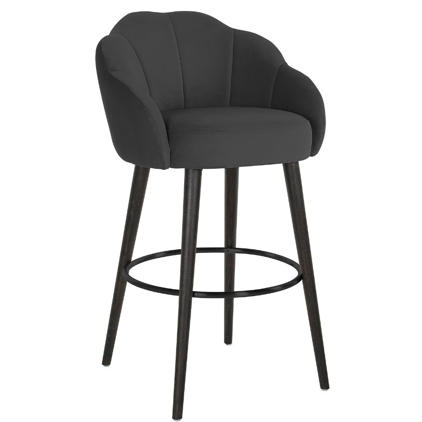 Antracitová sametová barová židle Richmond Tulip 75 cm Richmond