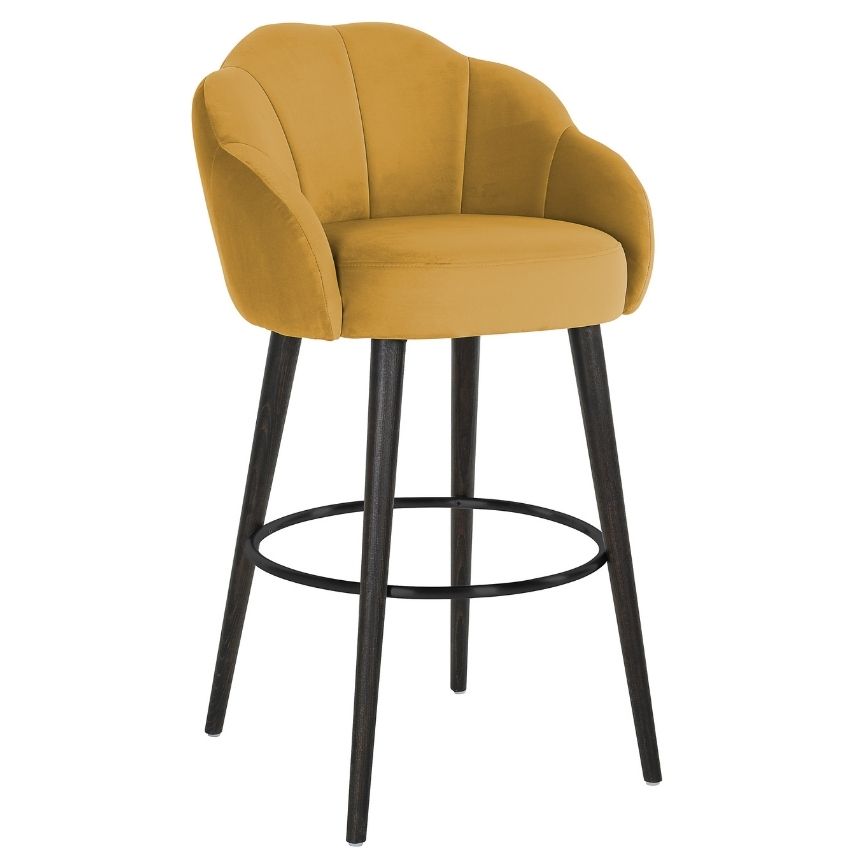 Hořčicově žlutá sametová barová židle Richmond Tulip 75 cm Richmond