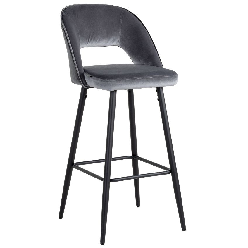 Antracitová sametová barová židle Richmond Luna 74 cm Richmond