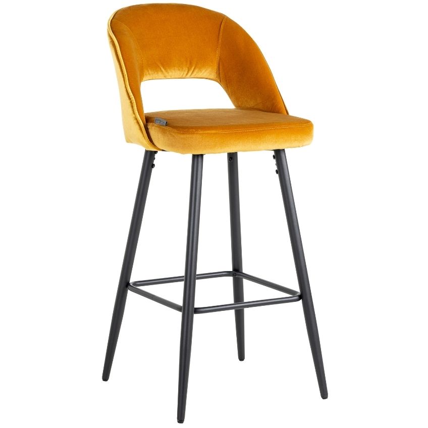 Hořčicově žlutá sametová barová židle Richmond Luna 74 cm Richmond
