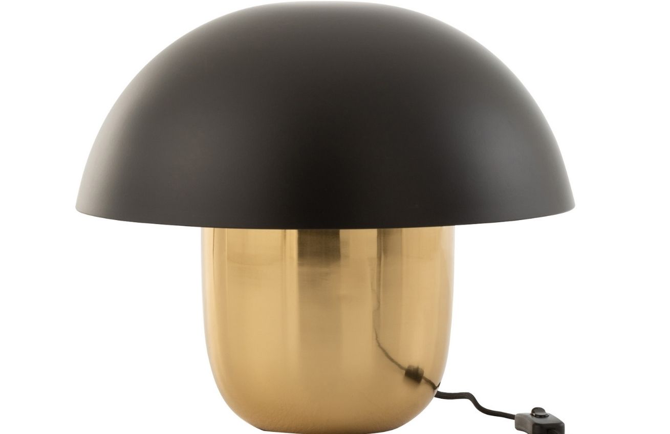 Černo zlatá kovová stolní lampa J-line Mushroom S J-line