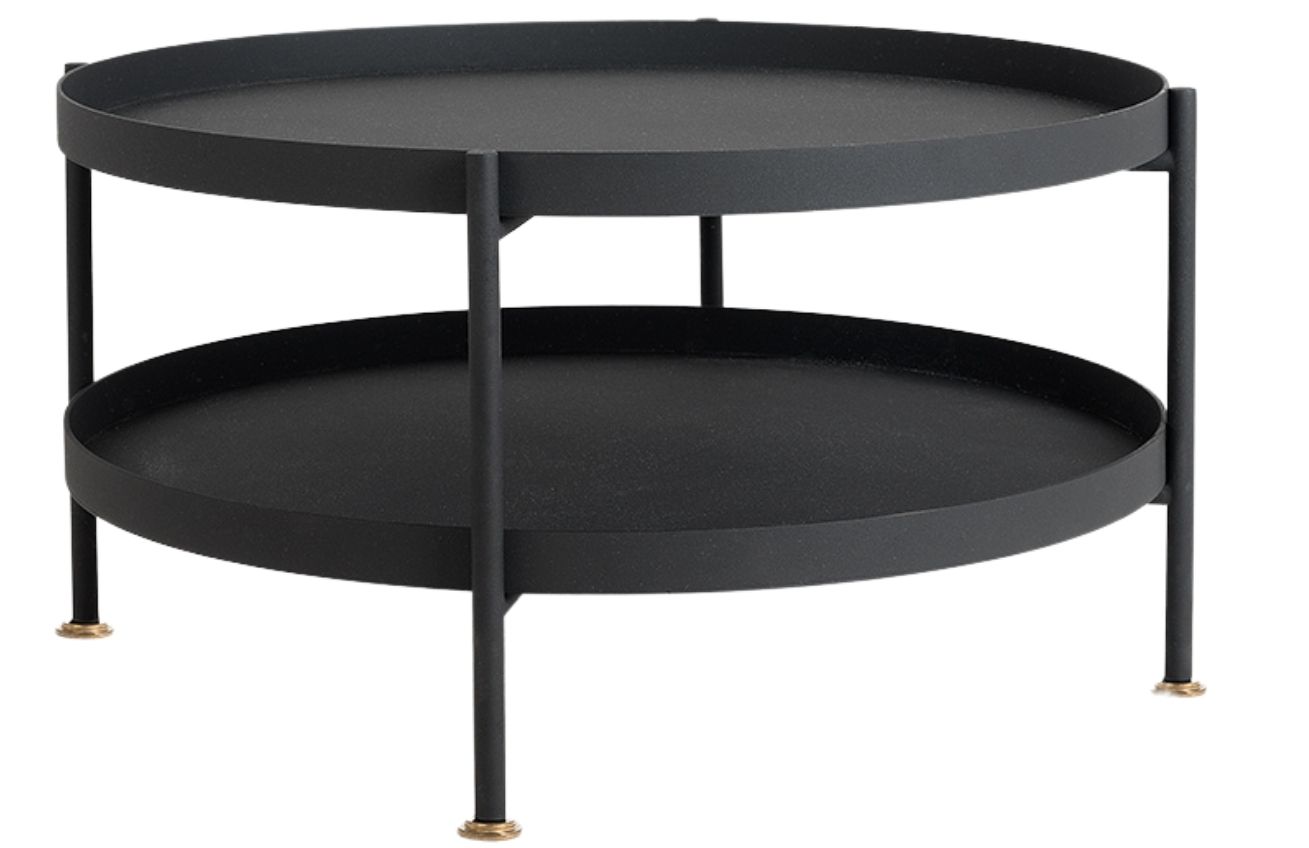 Nordic Design Černý konferenční stolek Nollan 80 cm se zlatými detaily Nordic Design