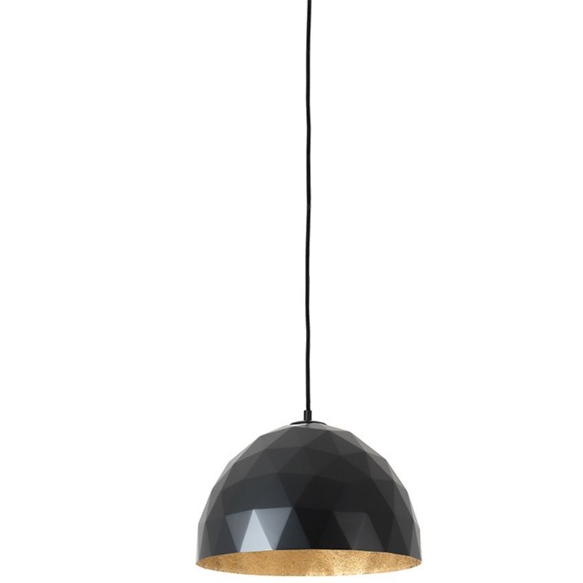 Nordic Design Černé kovové závěsné světlo Auron M se zlatými detaily Nordic Design