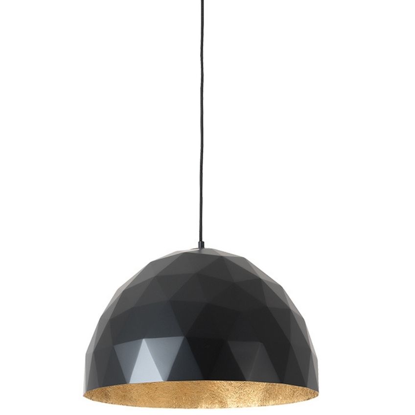 Nordic Design Černé kovové závěsné světlo Auron L se zlatými detaily Nordic Design