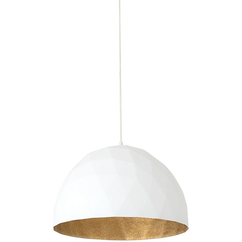 Nordic Design Bílé kovové závěsné světlo Auron L se zlatými detaily Nordic Design