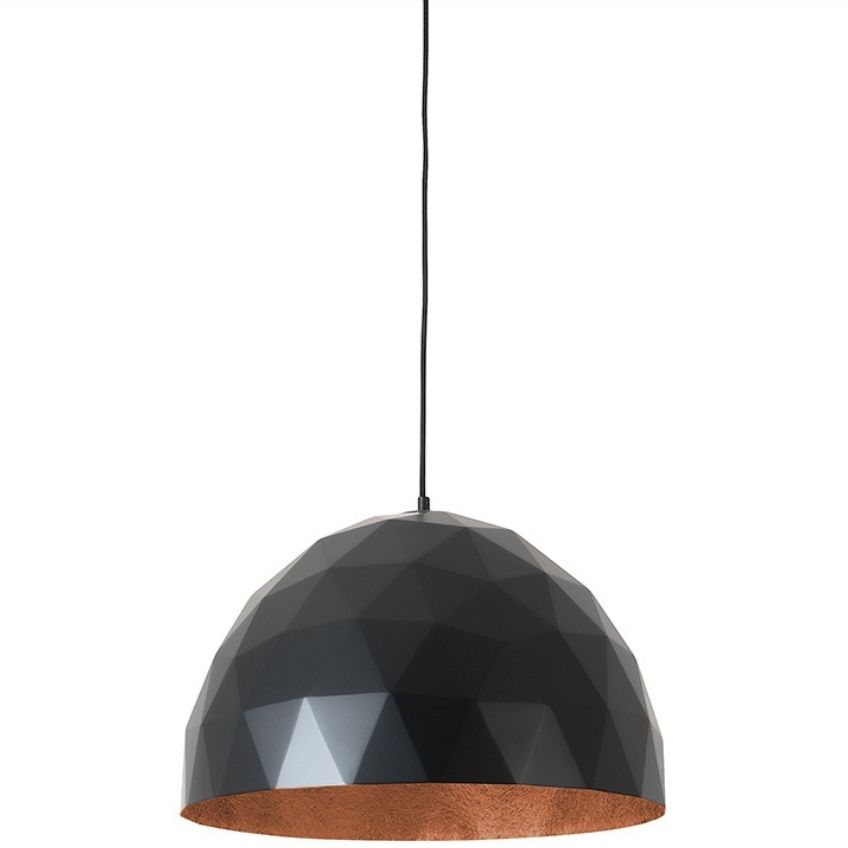 Nordic Design Černé kovové závěsné světlo Auron L s měděnými detaily Nordic Design