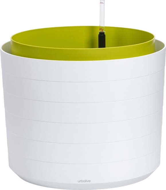 Bílý samozavlažovací květináč Plastia Berberis
