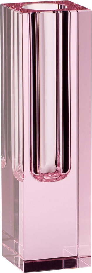 Růžová skleněná váza Hübsch Crystal