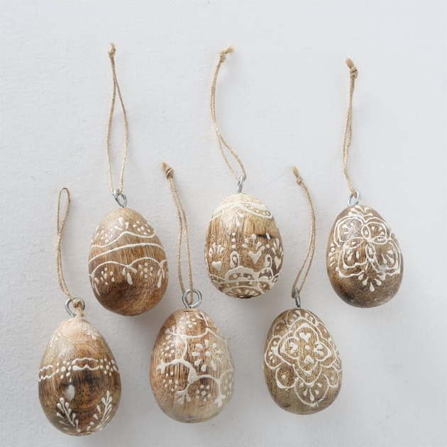 Sada 6 závěsných velikonočních ozdob z mangového dřeva Boltze Amali Boltze