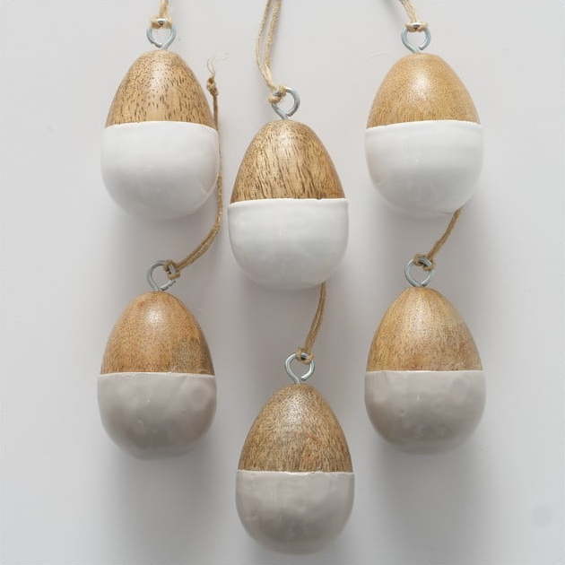 Sada 6 závěsných velikonočních ozdob z mangového dřeva Boltze Amari Boltze