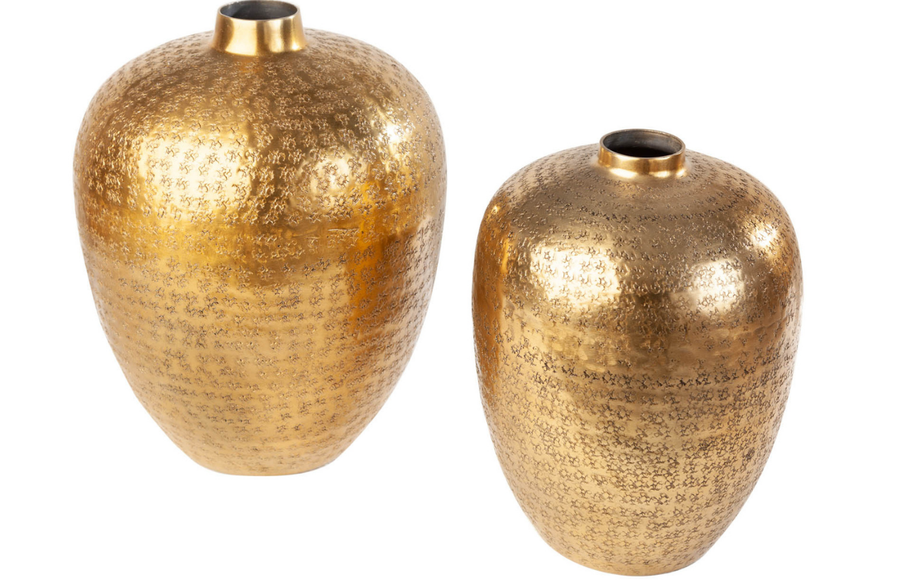 Moebel Living Sada dvou zlatých kovových váz Marisol 27/33 cm Moebel Living