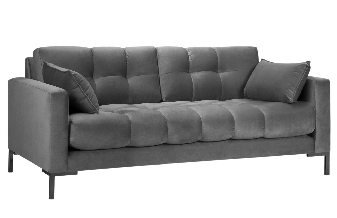 Šedá sametová třímístná pohovka MICADONI MAMAIA 177 cm Micadoni