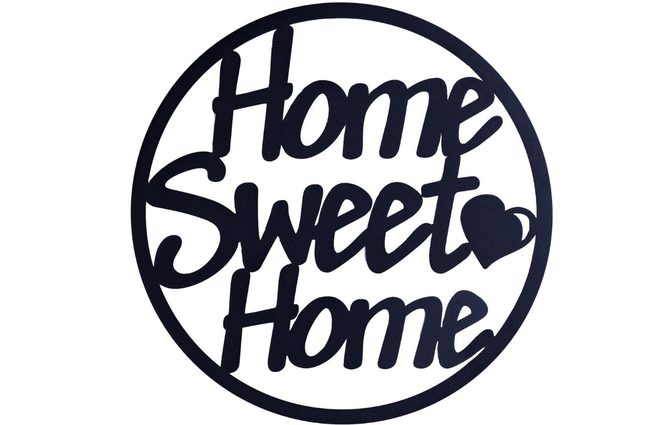 Nordic Design Černá kovová nástěnná dekorace Home Sweet Home 55 cm Nordic Design