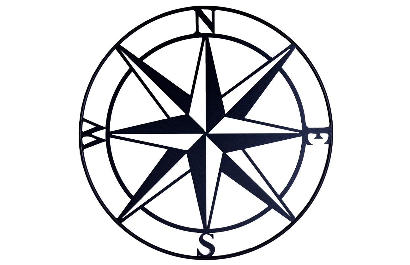 Nordic Design Černá kovová nástěnná dekorace Compass 55 cm Nordic Design