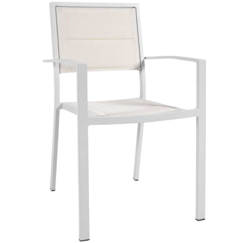 Bílá kovová zahradní židle Kave Home Sirley  s látkovým sedákem Kave Home