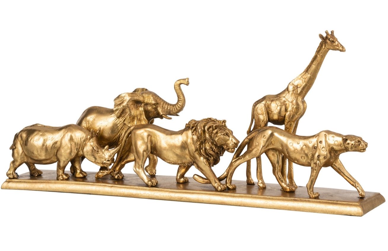 Zlatá dekorativní soška J-line Animals 50 cm J-line