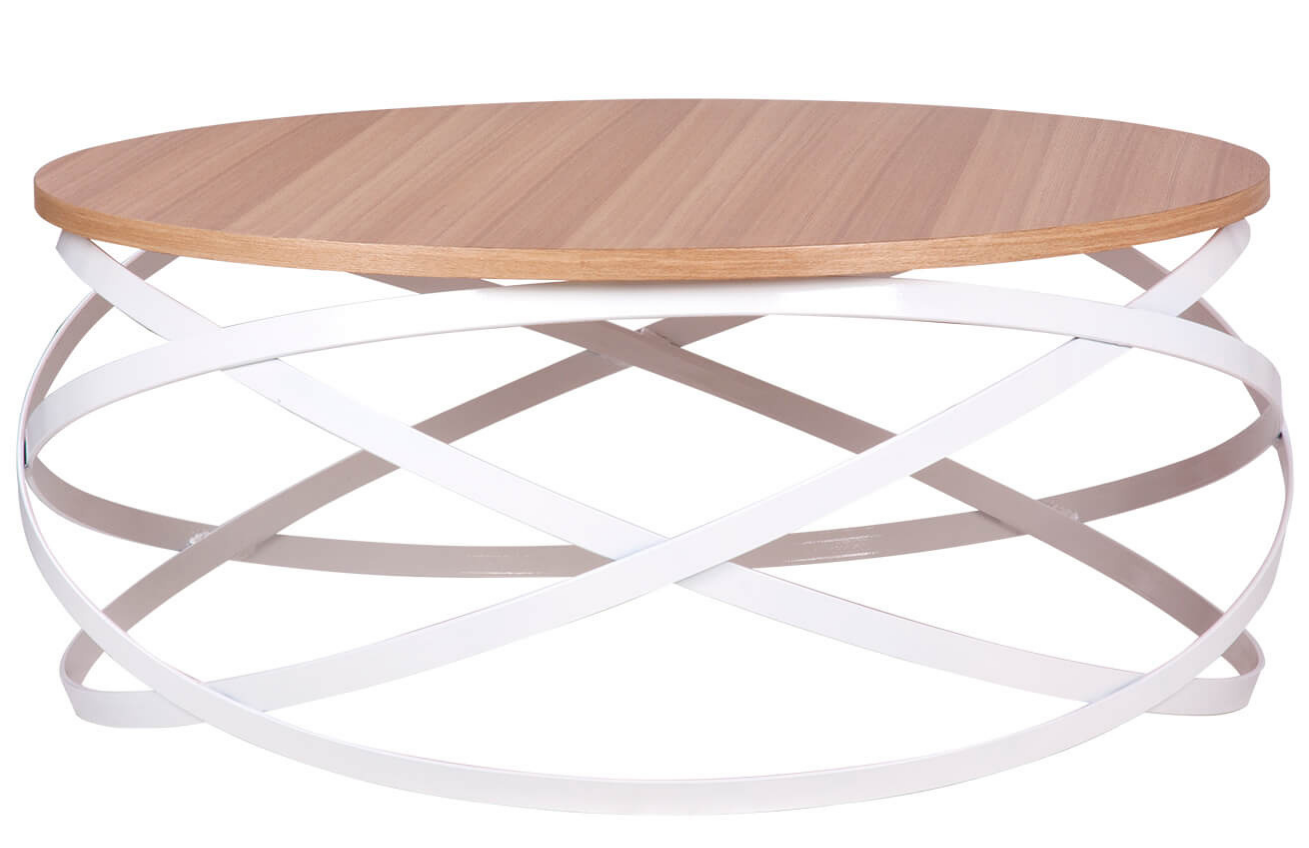 Dubový konferenční stolek s bílou podnoží Somcasa Dario 80 cm Somcasa