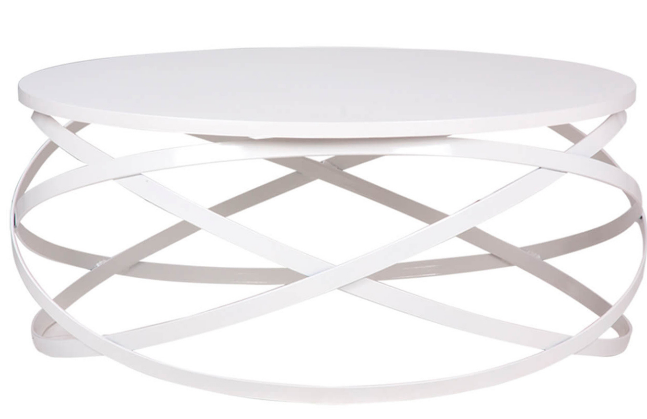 Bílý jasanový konferenční stolek s bílou podnoží Somcasa Dario 80 cm Somcasa